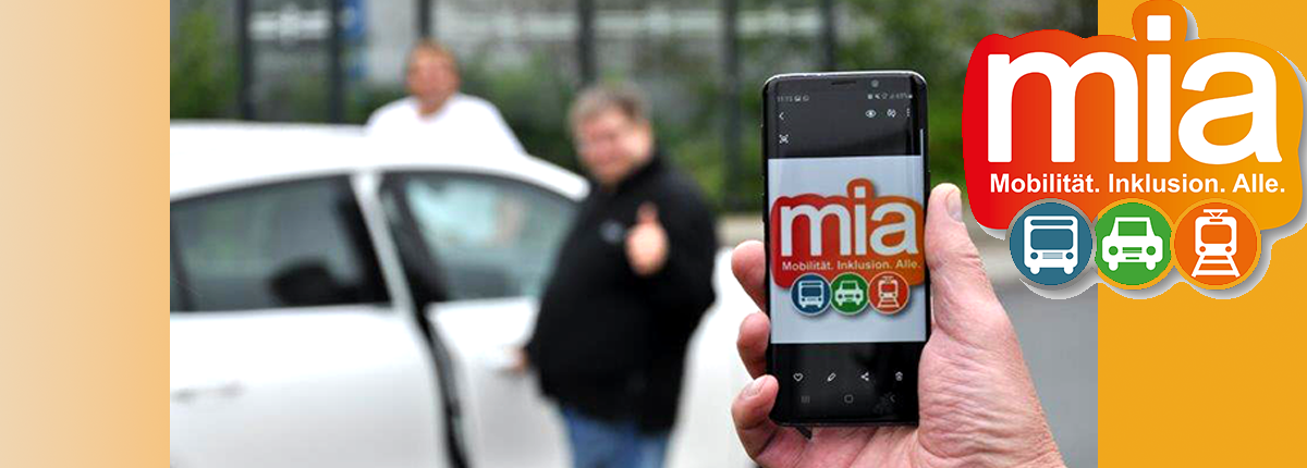 Beispiel für die mia app- ein junger Mann hat per Smartphone eine Mitfahrgelegenheit gefunden