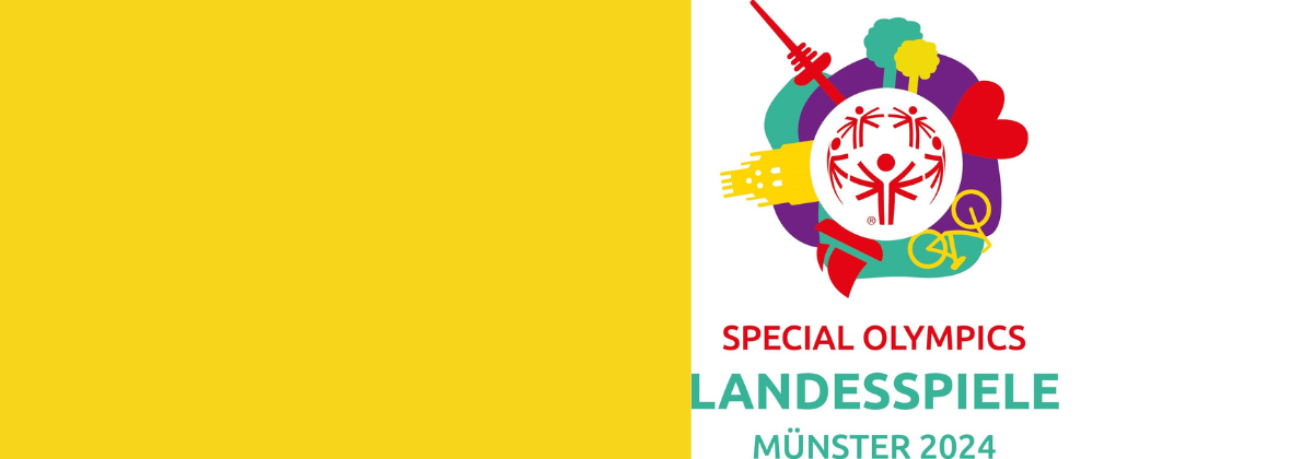 Das Bild zeigt das Logo Special Olympics Landesspiele Münster 2024 in Leichter Sprache