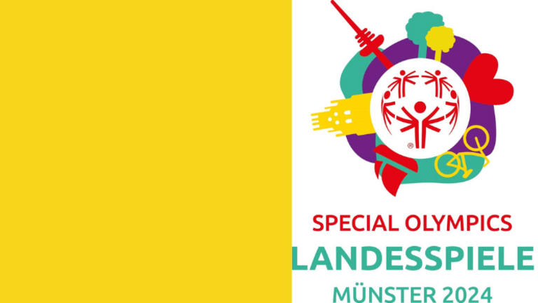 Das Bild zeigt das Logo Special Olympics Landesspiele Münster 2024 in Leichter Sprache