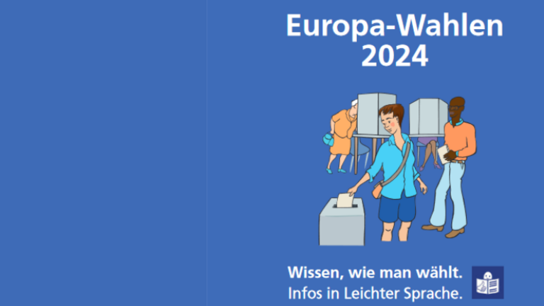 Ein blauer Hintergrund mit der Aufschrift Europa-Wahlen 2024