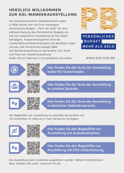 Der Begleitzettel zur Ausstellung Persönliches Budget