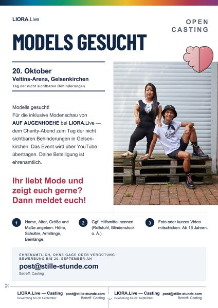 Plakat Models gesucht - open casting bis zum 20. September