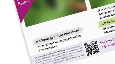 Der Ausschnitt eines Plakates. In der Ecke steht "Wie sehen Blinde Bilder".