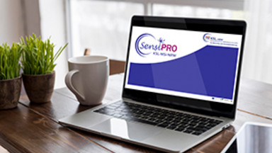 Logo der SensiPro auf dem Bildschirm eines Laptops