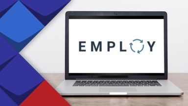 Logo des Projekt EMPLOY auf dem Laptop-Bildschirm 
