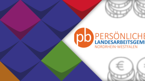Das Logo der LAG Persönliches Budget NRW mit symbolischem Münzgeld