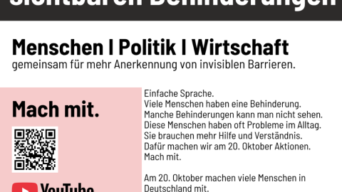 Plakat Tag der nicht sichtbaren Behinderungen mit QR Code 