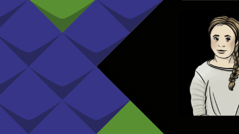 Das Bild ist ein Bild für Leichte Sprache von Inga Kramer. Das Bild zeigt ein Mädchen, das eine Karte hochhält. Auf der Karte steht Bitte Leichte Sprache!