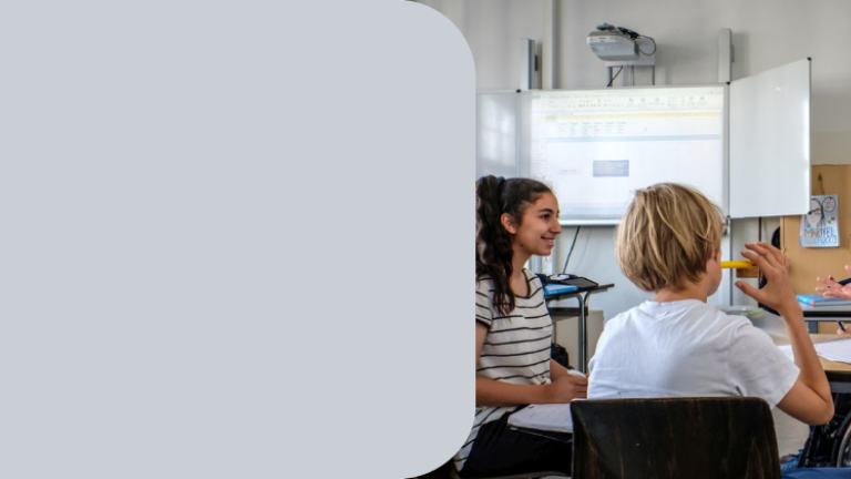 Ein Schüler im Rollstuhl an der inklusiven Sophie-Scholl Schule in Berlin.