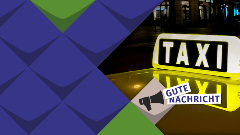 Das Bild zeigt ein Taxi bei Nacht.